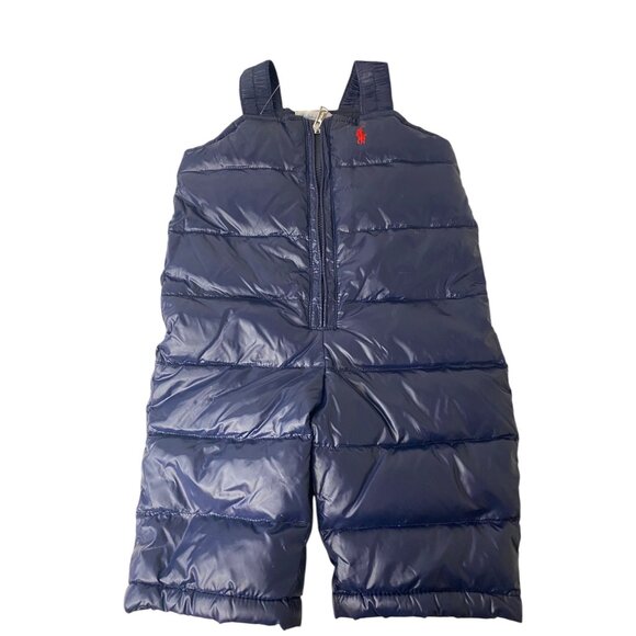 Ralph Lauren Infant Boys 3M Navy Blue Quilted Puffer Down Snowsuit Overalls - Picture 1 of 5